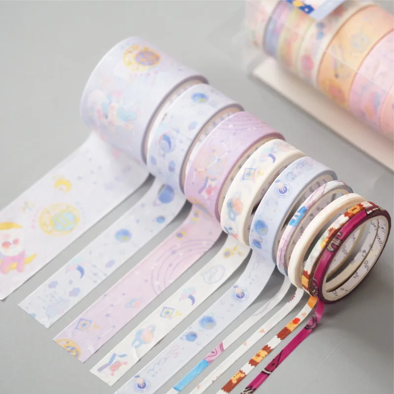 9 pcs/pack Rabbit Constellation Planet Star Washi Tape Set Adhesive DIY Scrapbooking Sticker Label Masking | Канцтовары для офиса