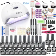 Nail Set 120W Uv Led Lamp Voor Manicure Gel Nagellak Set Kit Gel Varnish Elektrische Nail Boor Manicure sets Nail Art Gereedschap(China)