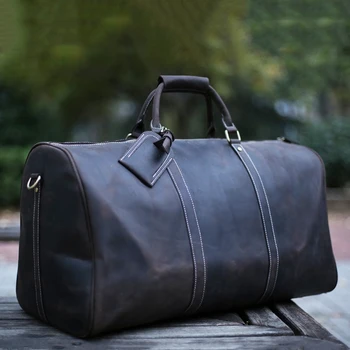

ROCKCOW Large Vintage Retro Look Genuine Leather Duffle Bag Weekend Bag Men's Handbag 12027