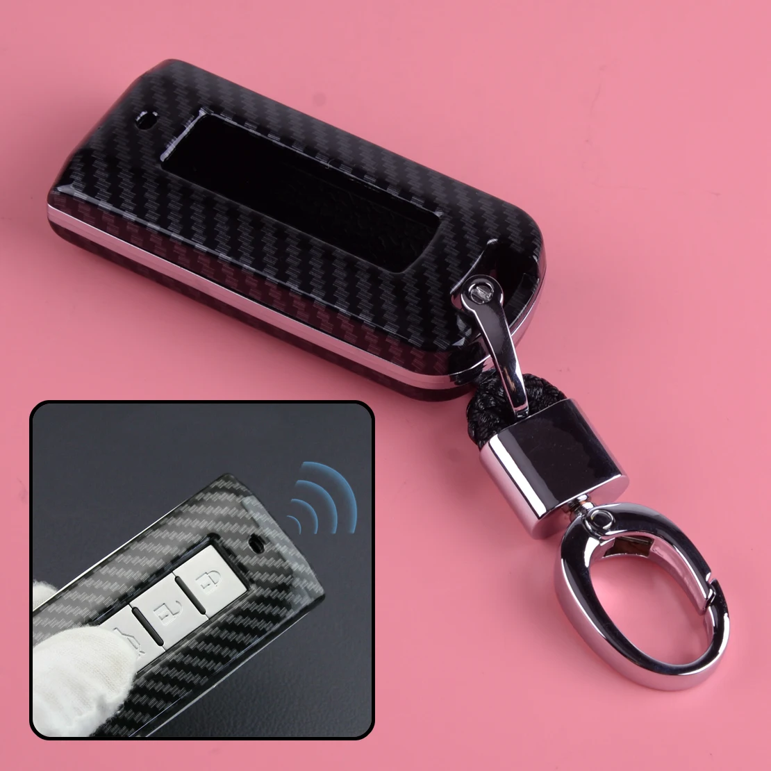 DWCX Car Carbon Fiber Style Black Key Fob Cover Chain Case Fit for Mitsubishi Outlander Sport Eclipse Cross Lancer
DWCX Car Carbon Fiber Style Black Key Fob Cover Chain Case Fit for Mitsubishi Outlander Sport Eclipse Cross Lancer