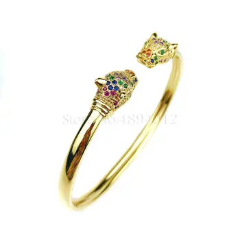 Women Fashion Elegant Colorful Zircon Adjustable Cuff Bangles Gold Color Leopard Head Modeling Simple Femal Opening Bangles
Women Fashion Elegant Colorful Zircon Adjustable Cuff Bangles Gold Color Leopard Head Modeling Simple Femal Opening Bangles