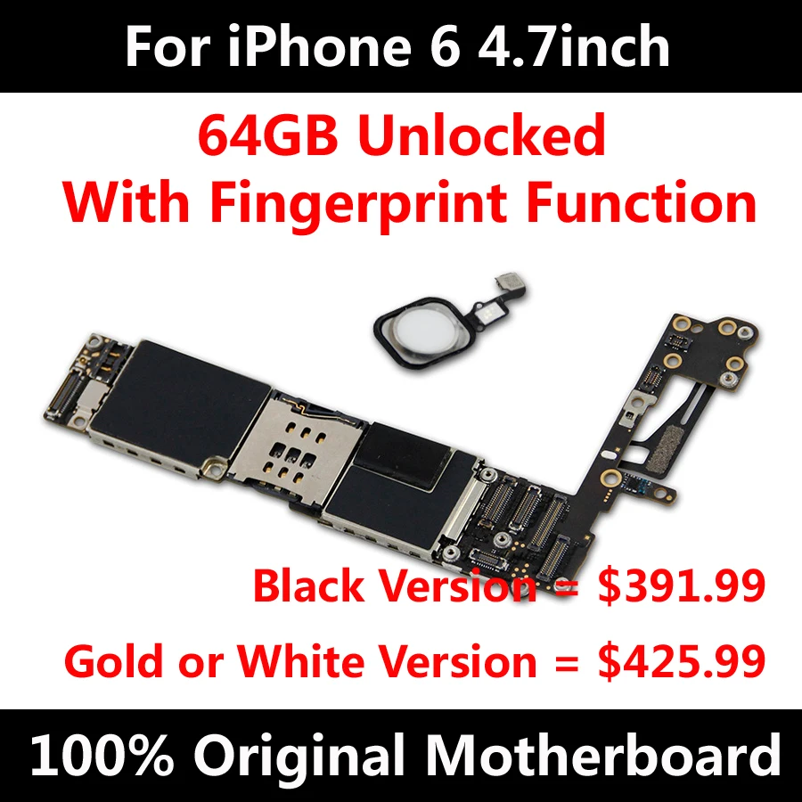 Factory Unlocked Motherboard For iPhone 6 4.7inch 64GB Version Original Mainboard With Touch ID IOS Installed Free Shipping
Factory Unlocked Motherboard For iPhone 6 4.7inch 64GB Version Original Mainboard With Touch ID IOS Installed Free Shipping