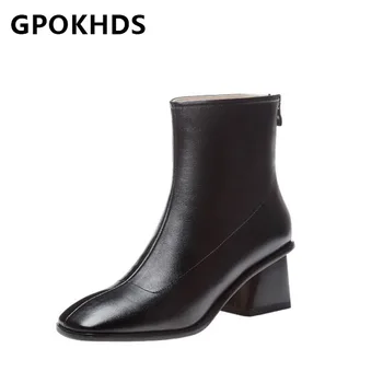GPOKHDS 2021 women Ankle boots Cow leather winter short plush Square Toe Zipper High heels female boots size 39
GPOKHDS 2021 women Ankle boots Cow leather winter short plush Square Toe Zipper High heels female boots size 39