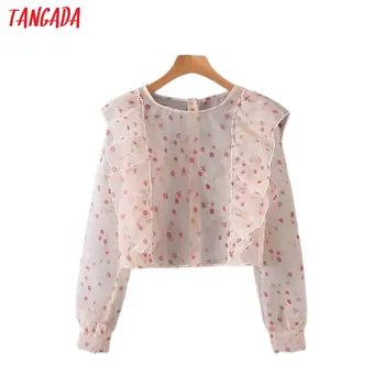 Tangada women floral print transparent blouse short style fashion mesh long sleeve shirts female chic tops SL211
Tangada women floral print transparent blouse short style fashion mesh long sleeve shirts female chic tops SL211