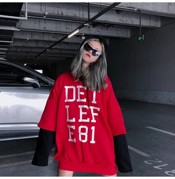 Sale Autumn Winter Casual Women Long Hoodies Sweatshirt Coat Patchwork Outerwear Hooded Jacket Plus Size Outwear Tops BF Wind 
Sale Autumn Winter Casual Women Long Hoodies Sweatshirt Coat Patchwork Outerwear Hooded Jacket Plus Size Outwear Tops BF Wind