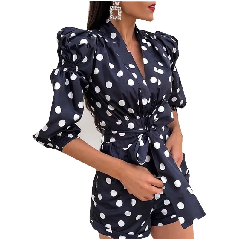 Sexy Polka Dot Playsuits Women Long Sleeve V Neck Rompers 2019 Beach Party Casual Lace Up Rompers
Sexy Polka Dot Playsuits Women Long Sleeve V Neck Rompers 2019 Beach Party Casual Lace Up Rompers