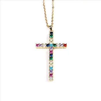 New Stainless Steel & Copper Religious Necklace Gold Color Cross Multicolour Cubic Zirconia Women Jewelry Gift 45cm Long, 1 PC
New Stainless Steel & Copper Religious Necklace Gold Color Cross Multicolour Cubic Zirconia Women Jewelry Gift 45cm Long, 1 PC
