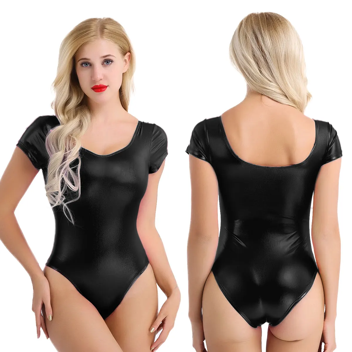 Women One Pieces Bodysuit Adult Ballet Leotard Shiny Patent Leather Short Sleeve Professional Ballerina Costume Stage Dancewear
Women One Pieces Bodysuit Adult Ballet Leotard Shiny Patent Leather Short Sleeve Professional Ballerina Costume Stage Dancewear