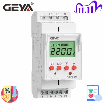 GEYA GRV8-SN/SP Over Voltage Under Voltage Protector Device with LCD Digital Display Voltage Relay 8A 70V-650V 
GEYA GRV8-SN/SP Over Voltage Under Voltage Protector Device with LCD Digital Display Voltage Relay 8A 70V-650V
