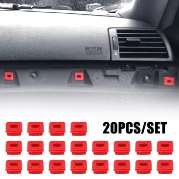 20 개/대 자동차 고정 클립 패널 고정 버클 BMW E46/E65/E66/E83N 대시 보드 대시 트림 스트립 클립 용 빨간색 삽입 그로밋