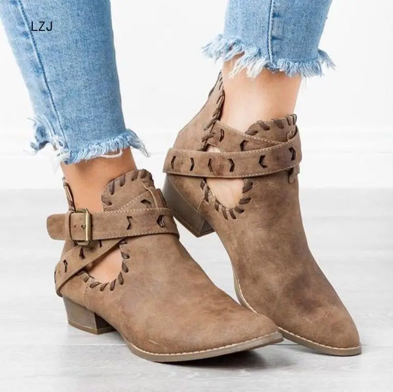 LZJ 2019 Autumn Buckle Women Ankle Boots Pointed Toe PU Leather Low Heels Shoes Woman Booties Sexy High Heels Plus Size 34-43
LZJ 2019 Autumn Buckle Women Ankle Boots Pointed Toe PU Leather Low Heels Shoes Woman Booties Sexy High Heels Plus Size 34-43