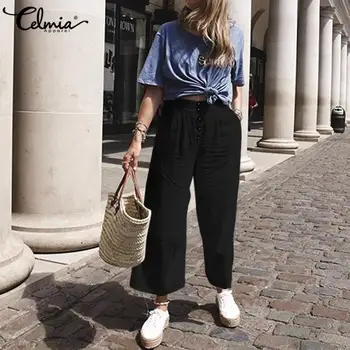 Celmia Fashion Cotton Linen Wide Leg Pants Women Elastic High Waist Trousers Casual Solid Loose Long Palazzo Vintage Pantalon
Celmia Fashion Cotton Linen Wide Leg Pants Women Elastic High Waist Trousers Casual Solid Loose Long Palazzo Vintage Pantalon