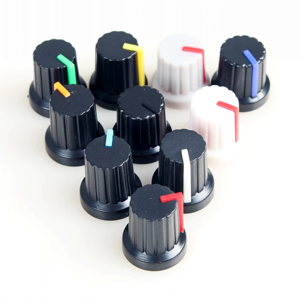 Newest !! Hot Sale 10 Pcs 6mm Shaft Hole Dia Plastic Threaded Knurled Potentiometer Knobs Caps
Newest !! Hot Sale 10 Pcs 6mm Shaft Hole Dia Plastic Threaded Knurled Potentiometer Knobs Caps