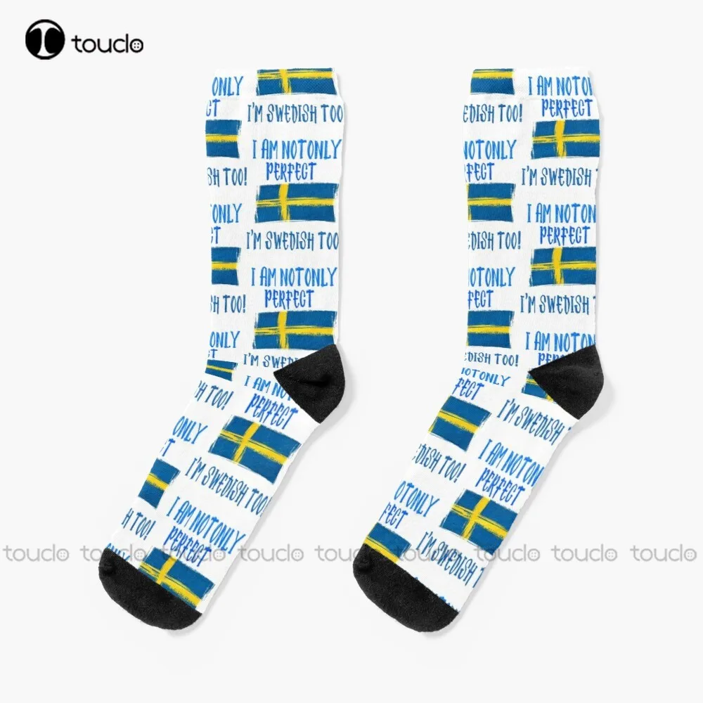 

I Am Not Only Perfect I'M Swedish Too Flag Socks Red White And Blue Socks Personalized Custom Unisex Adult Teen Youth Socks