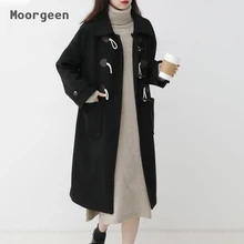 Horn Buckle Coat Women's Winter Coat Woolen Retro Horn Button Woolen Coat Autumn University Korean College Style Winter Black Co 
Horn Buckle Coat Women's Winter Coat Woolen Retro Horn Button Woolen Coat Autumn University Korean College Style Winter Black Co