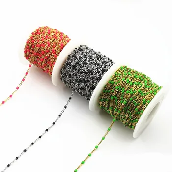 2mm Beads Stainless Steel Enamel Red/Blue/Black/Pink/Purple/White Link Chain DIY Jewelry Necklace Accessories
2mm Beads Stainless Steel Enamel Red/Blue/Black/Pink/Purple/White Link Chain DIY Jewelry Necklace Accessories