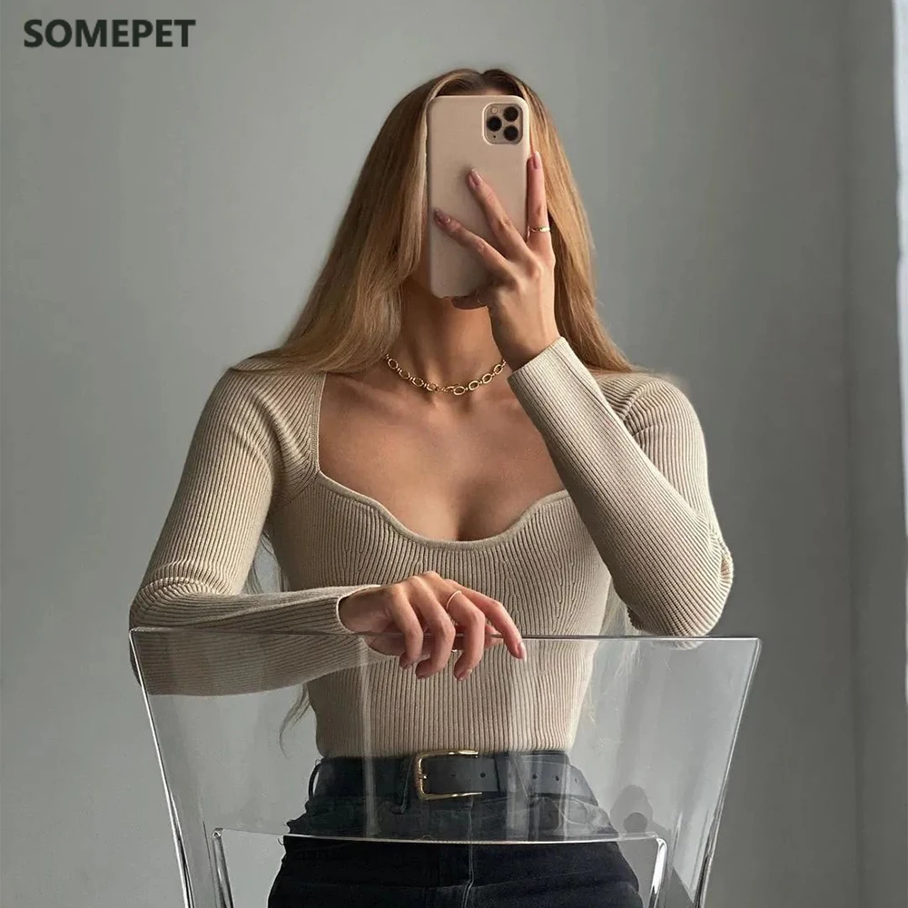 2021 New Women Knit Sweater Top Long sleeve heart-neck Casual Fashion Woman Slim-fit Tight Knitted sweaters Pullover Tops
2021 New Women Knit Sweater Top Long sleeve heart-neck Casual Fashion Woman Slim-fit Tight Knitted sweaters Pullover Tops