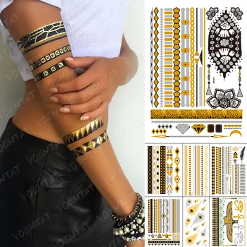 Waterproof Temporary Tattoo Sticker Chain Bracelet Black Gold Silver Metallic Flash Tatoo Boho Feather Jewelry Glitter Body Art
Waterproof Temporary Tattoo Sticker Chain Bracelet Black Gold Silver Metallic Flash Tatoo Boho Feather Jewelry Glitter Body Art