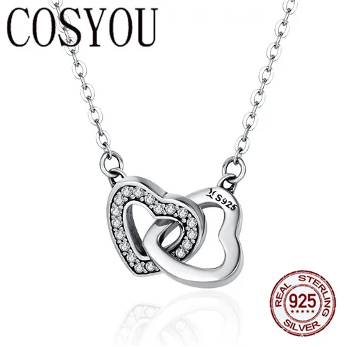COSYOU Valentine Day Gift 925 Sterling Silver Connected Heart Couple Heart Pendant Necklace for Girlfriend Silver Jewelry SCN181
COSYOU Valentine Day Gift 925 Sterling Silver Connected Heart Couple Heart Pendant Necklace for Girlfriend Silver Jewelry SCN181