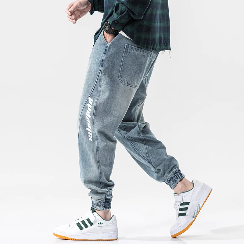 Мужские джинсовые брюки-карго мужские эластичные брюки в стиле хип-хоп свободные