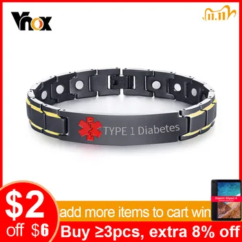 Vnox Healthy Medical Alert ID Bracelets for Men Free Engraving Stylish Magnetic Bio Energy Therapy Wrist Jewelry 8.66"
Vnox Healthy Medical Alert ID Bracelets for Men Free Engraving Stylish Magnetic Bio Energy Therapy Wrist Jewelry 8.66"