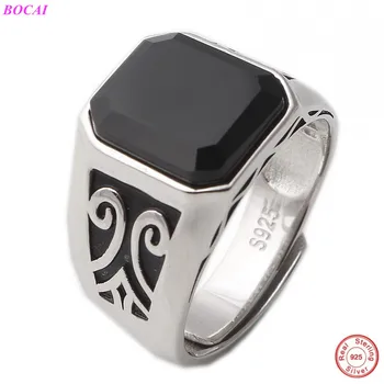BOCAI S925 Sterling Silver male rings inlaid Black Agate men's Personality fashion classic opening adjustable Thai silver ring
BOCAI S925 Sterling Silver male rings inlaid Black Agate men's Personality fashion classic opening adjustable Thai silver ring