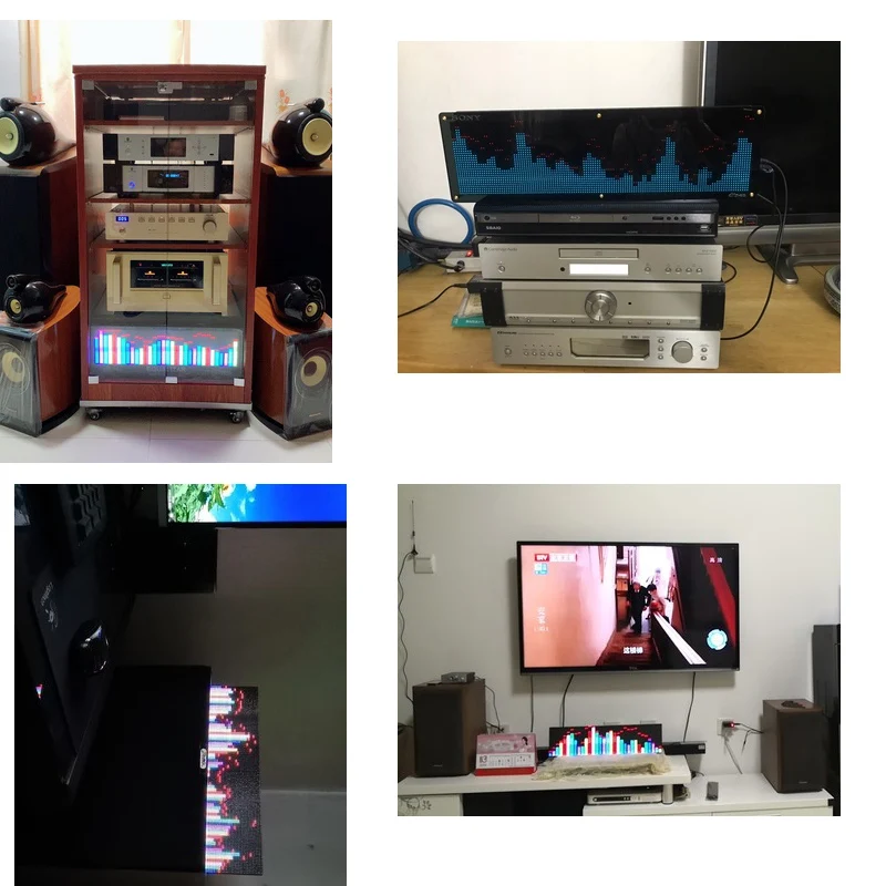 Full Color RGB Music Audio Spectrum Display Screen KTV Stage LED Rhythm Light 64 Mode Level Indicator VU Meter DIY