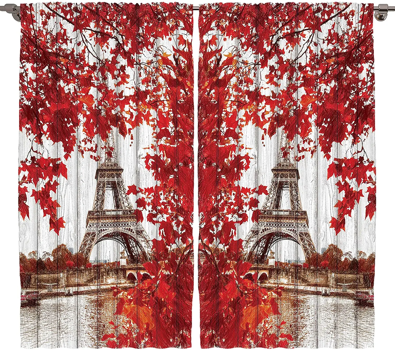 Роскошная занавеска для спальни кухни с красным Кленовым листом Парижская башня оконная украшение гостиной
