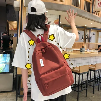 Backpack Women's New Style Solid Color Canvas Backpack Japanese and Korean Style Simple Campus Backpack Students Book
Backpack Women's New Style Solid Color Canvas Backpack Japanese and Korean Style Simple Campus Backpack Students Book