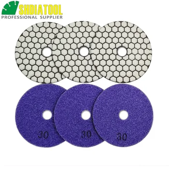 SHDIATOOL 6pcs Dia 4"/100mm Grit #30 Diamond Dry Polishing Pads Resin Bond Flexible Dry Sanding Disc For Granite Marble Ceramic 
SHDIATOOL 6pcs Dia 4"/100mm Grit #30 Diamond Dry Polishing Pads Resin Bond Flexible Dry Sanding Disc For Granite Marble Ceramic