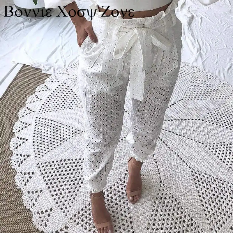 Women Summer Elegant Sexy Paperbag Waist Broderie Lace Casual Pants Long Chic Pants
Women Summer Elegant Sexy Paperbag Waist Broderie Lace Casual Pants Long Chic Pants