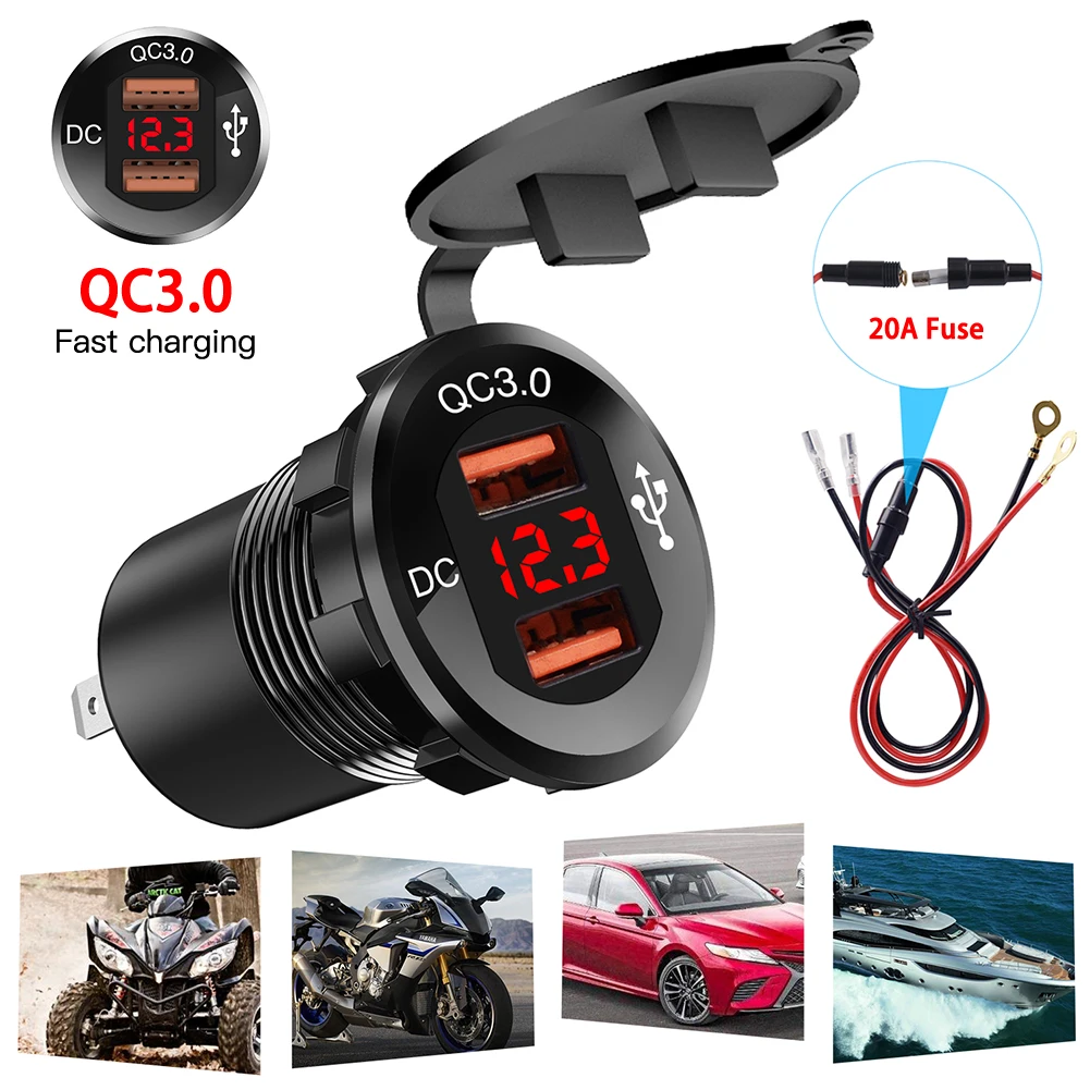Aluminum Alloy Fast Charger QC 3.0 Dual USB with Voltmeter Car Charger Adapter + 60cm Line Interior Accessories
Aluminum Alloy Fast Charger QC 3.0 Dual USB with Voltmeter Car Charger Adapter + 60cm Line Interior Accessories