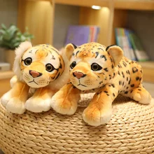 

24~47cm Simulated Baby Tiger Lion Leopard Stuffed Grassland Forest Animal Lying Standing Doll Plush Toy Children Present