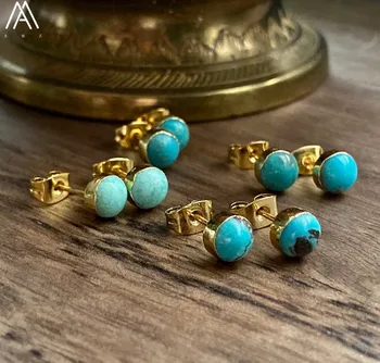 Natural Turquoises Stone Round Beads Stud Earring Statement Earring Bohemia Women Natural Stone Earring Jewelry Gift ER005AMBB
Natural Turquoises Stone Round Beads Stud Earring Statement Earring Bohemia Women Natural Stone Earring Jewelry Gift ER005AMBB