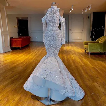 Luxurious Mermaid 2020 African Dubai Prom Dresses High Neck Beaded Crystals Chic Bride Dress Long Sleeves Formal Evening Gowns
Luxurious Mermaid 2020 African Dubai Prom Dresses High Neck Beaded Crystals Chic Bride Dress Long Sleeves Formal Evening Gowns