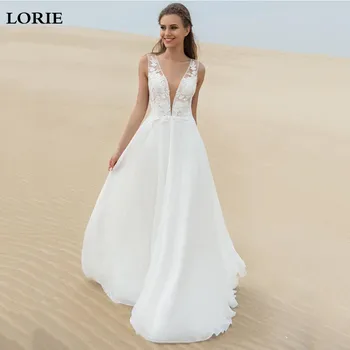 LORIE Chiffon Beach Wedding Dresses Sexy V Neck Boho Lace Bride Dresses 2020 Backless Vestido De Novia Custom Made
LORIE Chiffon Beach Wedding Dresses Sexy V Neck Boho Lace Bride Dresses 2020 Backless Vestido De Novia Custom Made