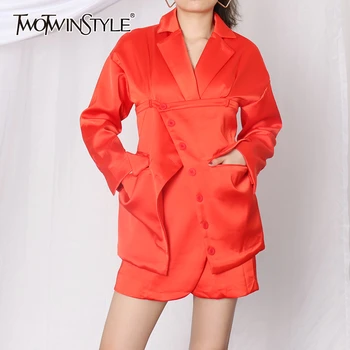 TWOTWINSTYLE Elegant Loose Women Blazer Notched Collar Long Sleeve High Waist Asymmetrical Suits For Female Fashion Clothes Tide
TWOTWINSTYLE Elegant Loose Women Blazer Notched Collar Long Sleeve High Waist Asymmetrical Suits For Female Fashion Clothes Tide
