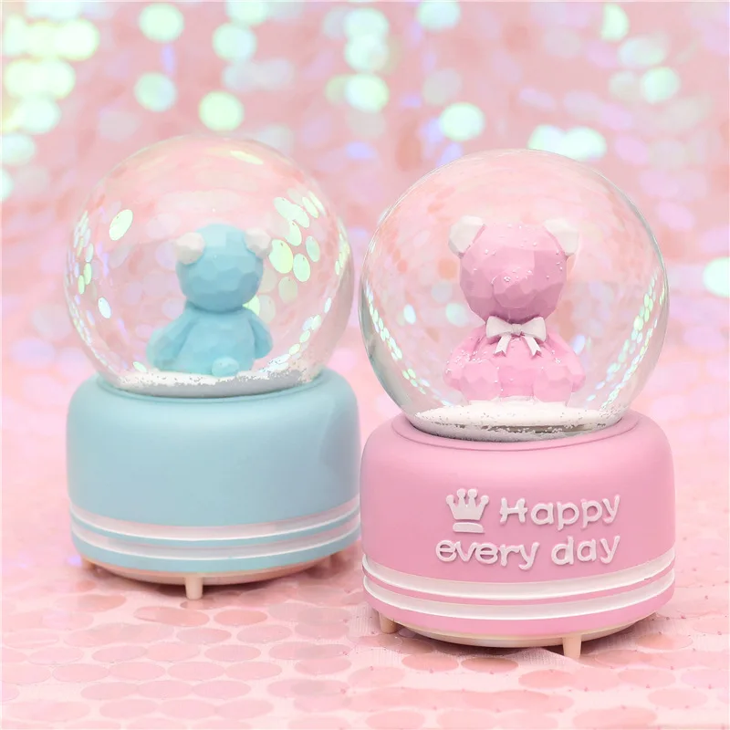 crystal ball girls music box with snowflakes