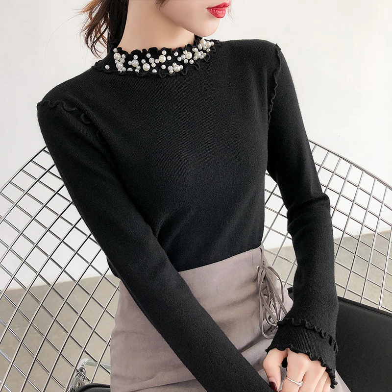 Lucyever Pearl Turtleneck Knitted Sweater Women Long Sleeve Elasticity Black Sweater Woman 2019 Winter Casual Simple Pull Femme
Lucyever Pearl Turtleneck Knitted Sweater Women Long Sleeve Elasticity Black Sweater Woman 2019 Winter Casual Simple Pull Femme