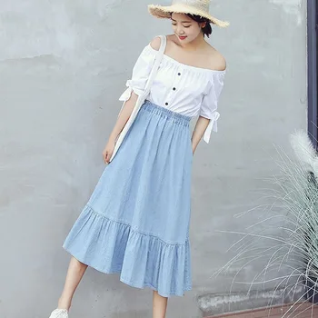 Spring Summer 2020 Plus size Vintage Mid-length High waist Women A-line Denim skirt Elegant Fashion Solid Ladies Jeans Skirts
Spring Summer 2020 Plus size Vintage Mid-length High waist Women A-line Denim skirt Elegant Fashion Solid Ladies Jeans Skirts