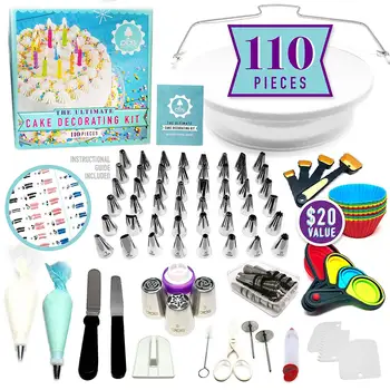 110 PCS Cake Decorating Tools Kit Icing Tips Turntable Pastry Bags Couplers Cream Nozzle Baking Tools Set for Cupcakes Cookies
110 PCS Cake Decorating Tools Kit Icing Tips Turntable Pastry Bags Couplers Cream Nozzle Baking Tools Set for Cupcakes Cookies
