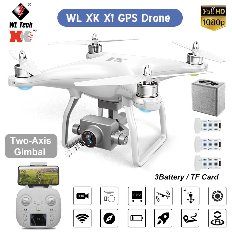 

WL XK X1 Drone GPS Two-axis gimbal Stabilizer 5G WiFi 1080P HD Camera Drones profissional RC Quadcopter Dron VS F11 pro SG906 X6