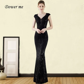 Sequins Evening Dress GDX287 Elegant V-neck Black Robe De Soiree Sleeveless Fromal Dress 2020 Long Evening Gowns For Women 
Sequins Evening Dress GDX287 Elegant V-neck Black Robe De Soiree Sleeveless Fromal Dress 2020 Long Evening Gowns For Women