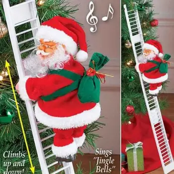 

1set Funny Creative Christmas Party Gifts Electric Climbing Ladder Santa Claus Christmas Father Dercoration without Batteries