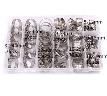 80PCS/Box 100pcs Multi Size 8mm-44mm Stainless Steel Hoop Clamp Hose Clamp Stainless Steel Set automotive pipes clip Fixed tool
80PCS/Box 100pcs Multi Size 8mm-44mm Stainless Steel Hoop Clamp Hose Clamp Stainless Steel Set automotive pipes clip Fixed tool