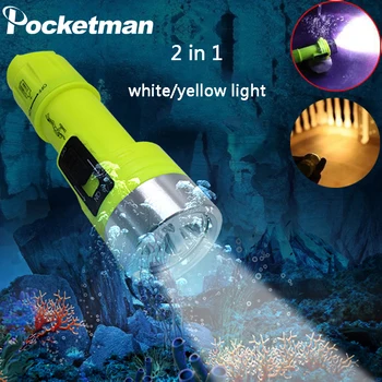 T6 white/yellow light dual light source diving flashlight IPX65 Diving Torch Underwater 100m Dive Light Waterproof Lantern
T6 white/yellow light dual light source diving flashlight IPX65 Diving Torch Underwater 100m Dive Light Waterproof Lantern