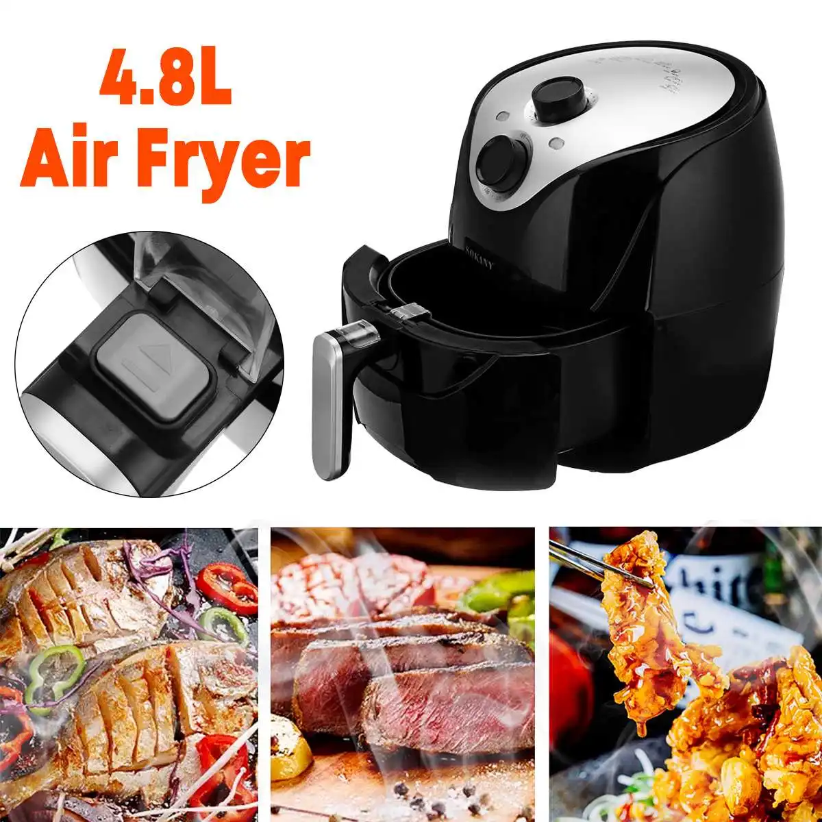 Air Fryer 4.8L 1500W Electric Deep Fryer Health Chip Oil Free Oven Cooker Multi-function Air Fryers Non-stick Pot Timmer Control
Air Fryer 4.8L 1500W Electric Deep Fryer Health Chip Oil Free Oven Cooker Multi-function Air Fryers Non-stick Pot Timmer Control