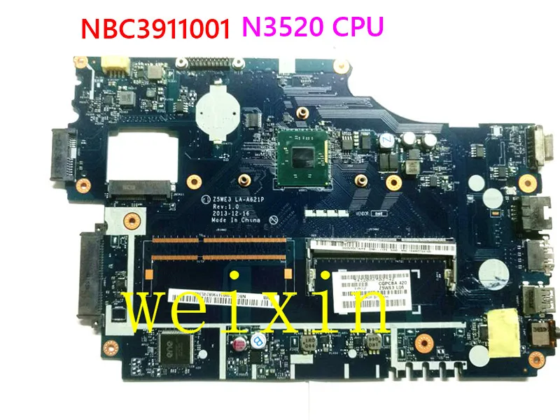 Материнская плата Z5WE3 LA-A621P для ноутбука Acer E1-510 DDR3 NBC3911001 NB.C3911.001 основная SR1SE N3520