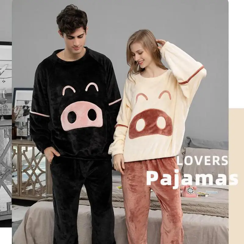 Couple Autumn Winter New Flannel Pajamas Set Thick Warm Sleepwear Home Clothes Coral Velvet Loose Casual Lovers Suit Negligee
Couple Autumn Winter New Flannel Pajamas Set Thick Warm Sleepwear Home Clothes Coral Velvet Loose Casual Lovers Suit Negligee