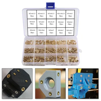 Set Thread Knurled Nuts Female M2 M3 M4 M5 Brass Insert Round Inject Gold